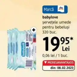 DM BABYLOVE şerveţele umede pentru bebeluşi Ofertă