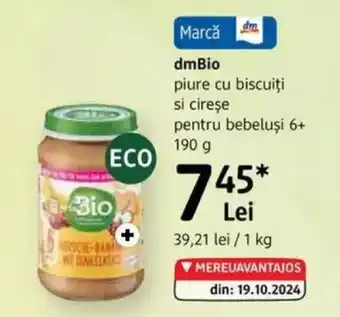 DM DMBIO piure cu biscuiţi si cireşe pentru bebeluşi 6+ Ofertă