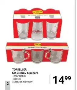 Selgros TOPSELLER Set 3 căni / 6 pahare Ofertă