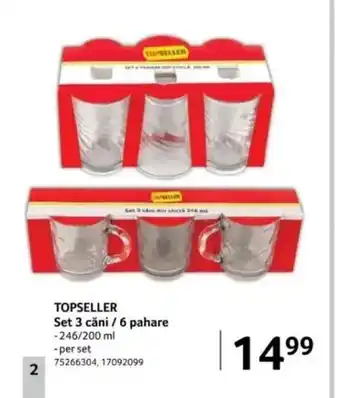 Selgros TOPSELLER Set 3 căni / 6 pahare Ofertă