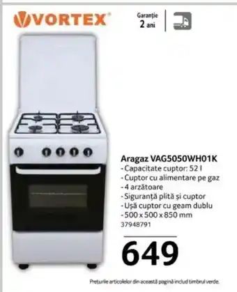 Selgros VORTEX Aragaz VAG5050WH01K Ofertă