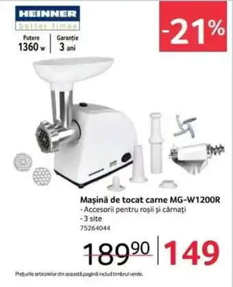 Selgros Mașină de tocat carne MG-W1200R Ofertă