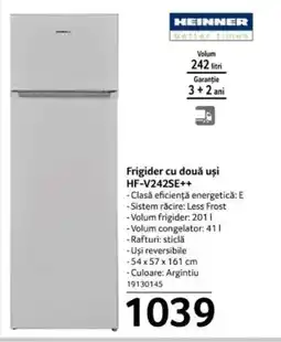 Selgros Frigider cu două uși HF-V242SE++ Ofertă