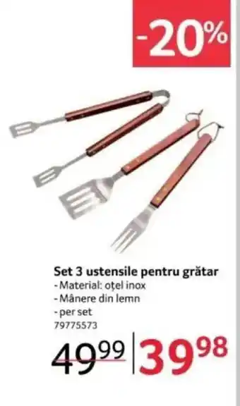 Selgros Set 3 ustensile pentru grătar Ofertă