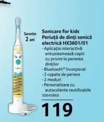 Selgros Sonicare for kids Periuţă de dinți sonică electrică HX3601/01 Ofertă