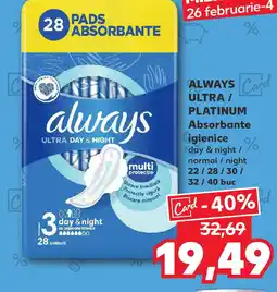 Kaufland ALWAYS ULTRA / PLATINUM Absorbante igienice Ofertă