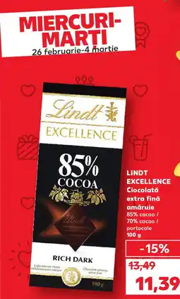 Kaufland LINDT EXCELLENCE Ciocolată extra fină amăruie Ofertă