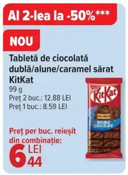 Carrefour Tabletă de ciocolată dublă/alune/caramel sărat KitKat Ofertă