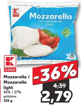 Kaufland Mozzarella / Mozzarella light Ofertă