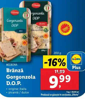 Lidl MILBONA Brânză Gorgonzola D.O.P. Ofertă