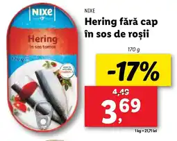 Lidl NIXE Hering fără cap în sos de roşii Ofertă