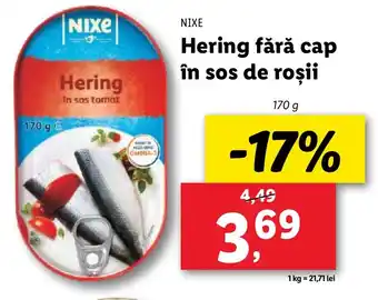 Lidl NIXE Hering fără cap în sos de roşii Ofertă