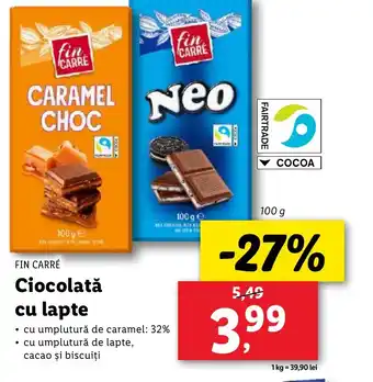 Lidl FIN CARRÉ Ciocolată cu lapte Ofertă