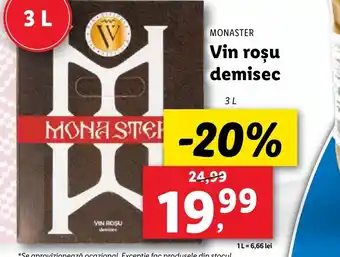 Lidl MONASTER Vin rosu demisec Ofertă