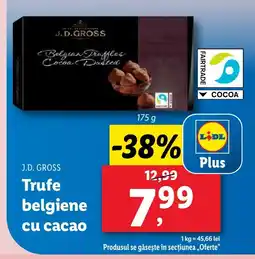 Lidl J.D. GROSS Trufe belgiene cu cacao Ofertă