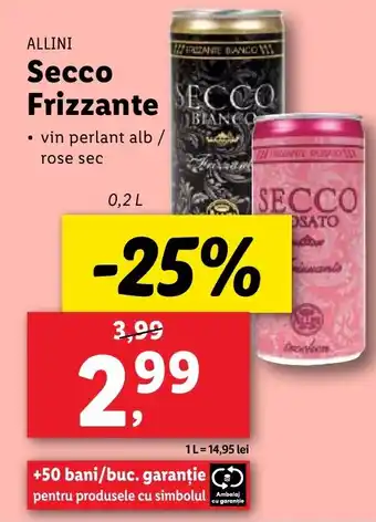 Lidl ALLINI Secco Frizzante Ofertă