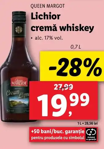 Lidl QUEEN MARGOT Lichior cremǎ whiskey Ofertă