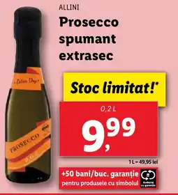 Lidl ALLINI Prosecco spumant extrasec Ofertă