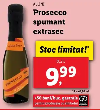 Lidl ALLINI Prosecco spumant extrasec Ofertă