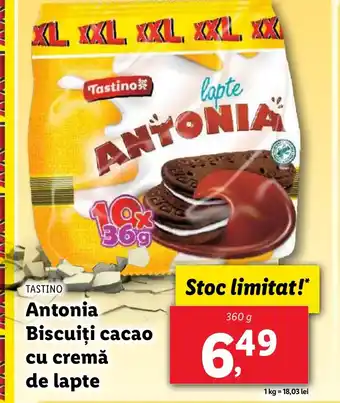 Lidl TASTINO Antonia Biscuiți cacao cu cremă de lapte Ofertă