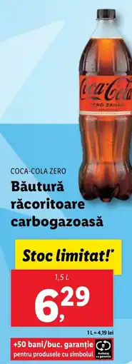 Lidl COCA-COLA ZERO Băutură răcoritoare carbogazoasă Ofertă