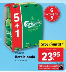 Lidl CARLSBERG Bere blondǎ Ofertă