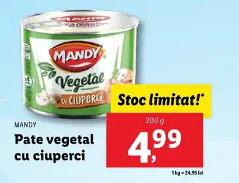 Lidl MANDY Pate vegetal cu ciuperci Ofertă