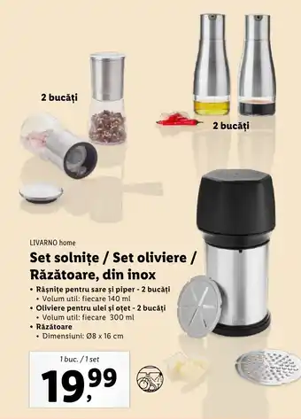 Lidl LIVARNO home Set solnițe / Set oliviere / Răzătoare, din inox Ofertă