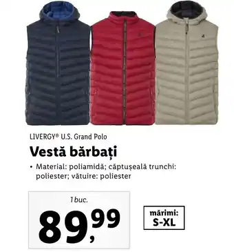 Lidl LIVERGYⓇ U.S. Grand Polo Vestă bărbați Ofertă