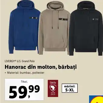 Lidl LIVERGYⓇ U.S. Grand Polo Hanorac din molton, bărbați Ofertă