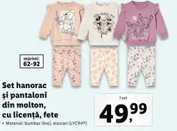 Lidl Set hanorac şi pantaloni din molton, cu licenţă, fete Ofertă