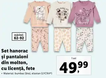 Lidl Set hanorac şi pantaloni din molton, cu licenţă, fete Ofertă