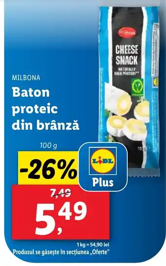 Lidl MILBONA Baton proteic din brânză Ofertă