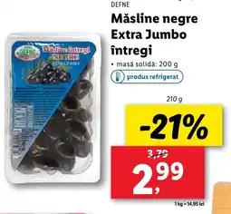 Lidl DEFNE Măsline negre Extra Jumbo întregi Ofertă