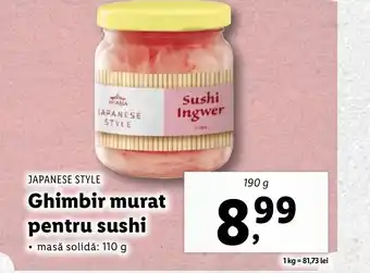 Lidl JAPANESE STYLE Ghimbir murat pentru sushi Ofertă