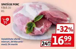 Auchan Spată de porc fără os Ofertă