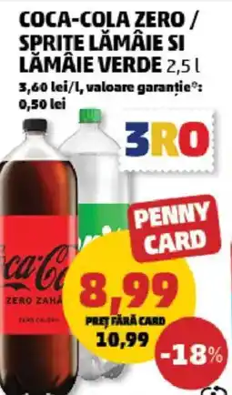 Penny COCA-COLA Zero / SPRITE Lămâie si lămâie verde Ofertă