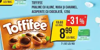 Mega Image TOFFIFEE Praline cu alune, nuga şi caramel, acoperite cu ciocolată Ofertă