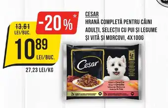 Mega Image CESAR Hrană completă pentru câini adulţi, selecții cu pui şi legume și vită şi morcovi Ofertă