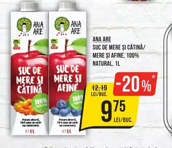 Mega Image ANA ARE Suc de mere şi cătină/ mere și afine, 100% natural Ofertă