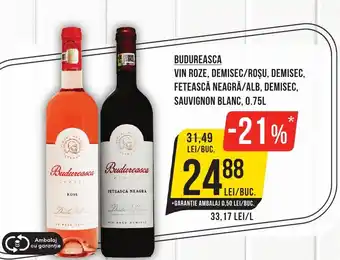 Mega Image BUDUREASCA Vin roze, demisec/roşu, demisec, fetească neagră Ofertă