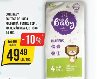 Mega Image CUTE BABY Scutece de unică folosinţă, pentru copii, maxi, Ofertă