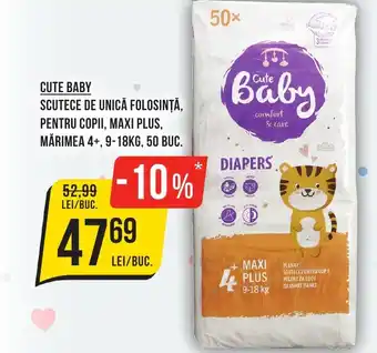 Mega Image CUTE BABY Scutece de unică folosinţă, pentru copii, maxi plus Ofertă