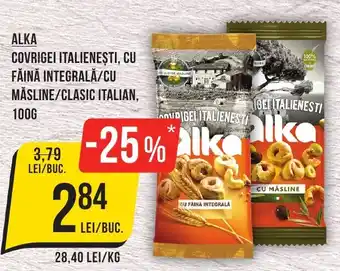 Mega Image ALKA Covrigei italienești, cu făină integrală/cu măsline/clasic italian Ofertă