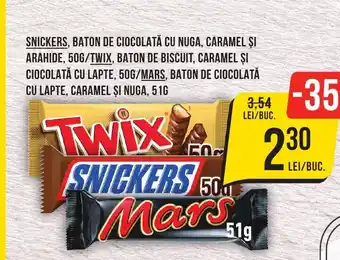 Mega Image Snickers, baton de ciocolată cu nuga, caramel şi arahide Ofertă