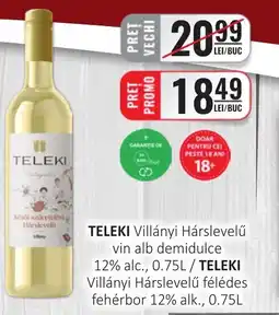 CBA TELEKI Villányi Hárslevelű vin alb demidulce 12% alc. Ofertă