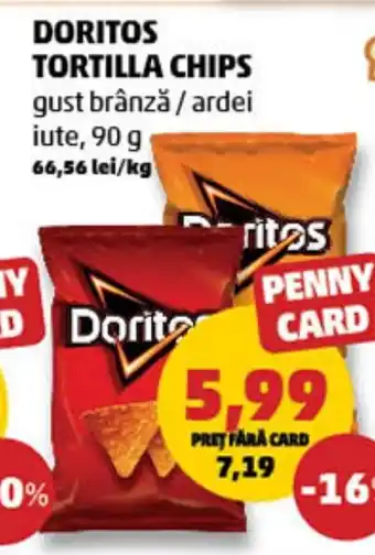 Penny Doritos tortilla chips gust brânză / ardei iute Ofertă