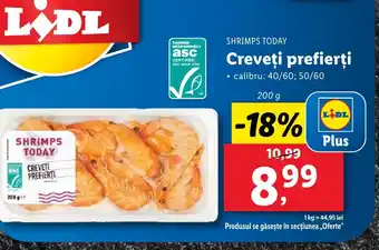 Lidl SHRIMPS TODAY Creveţi prefierţi Ofertă