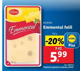 Lidl MILBONA Emmental felii Ofertă