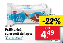 Lidl MILBONA Prăjiturică cu cremă de lapte Ofertă